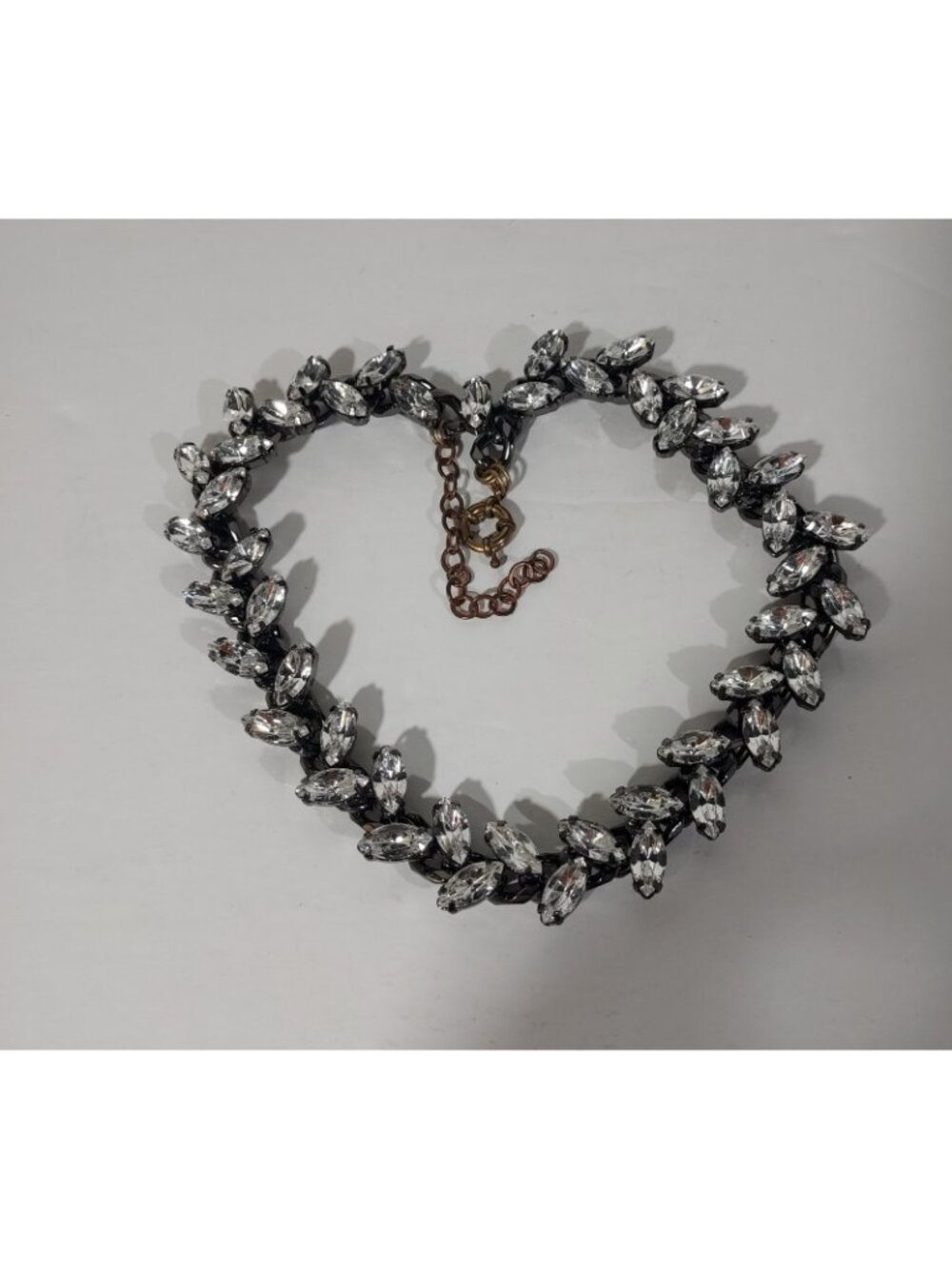 Wedding Statment Zara Heavy Prong Set Rhinestone Bling Neckless Black Back Chain - Picture 6 of 9